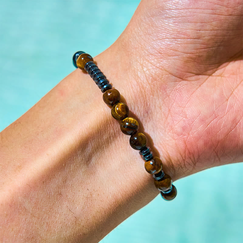 Wear FengShui 3Pcs Tiger Eye Lava Rock Protection Bracelet Set