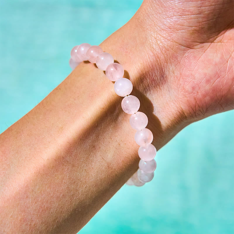 Wear FengShui Natural Pink Crystal Beads Peace Buckle Self-acceptance Bracelet