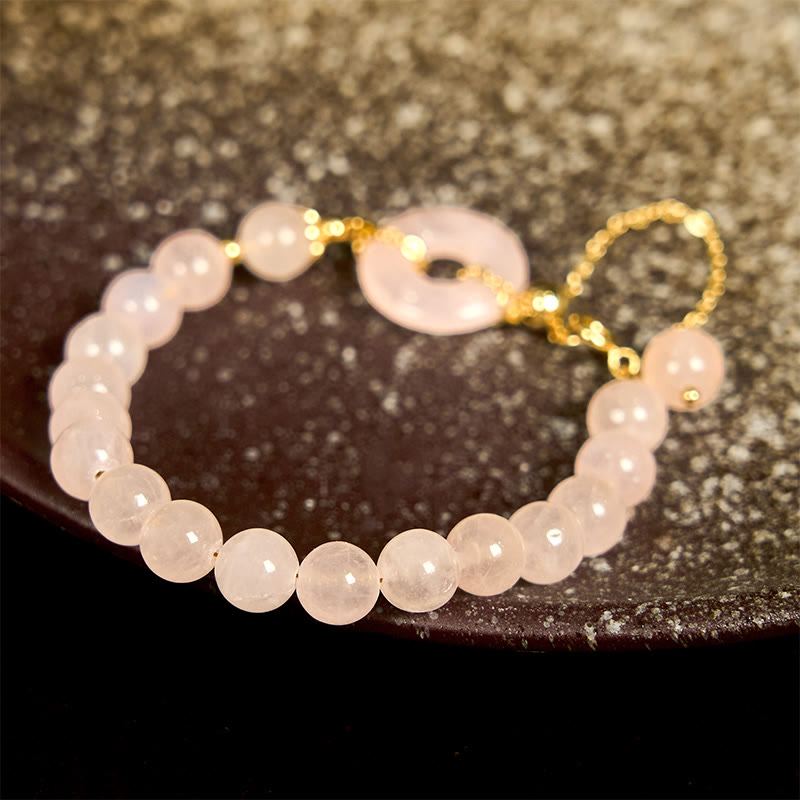 Wear FengShui Natural Pink Crystal Beads Peace Buckle Self-acceptance Bracelet