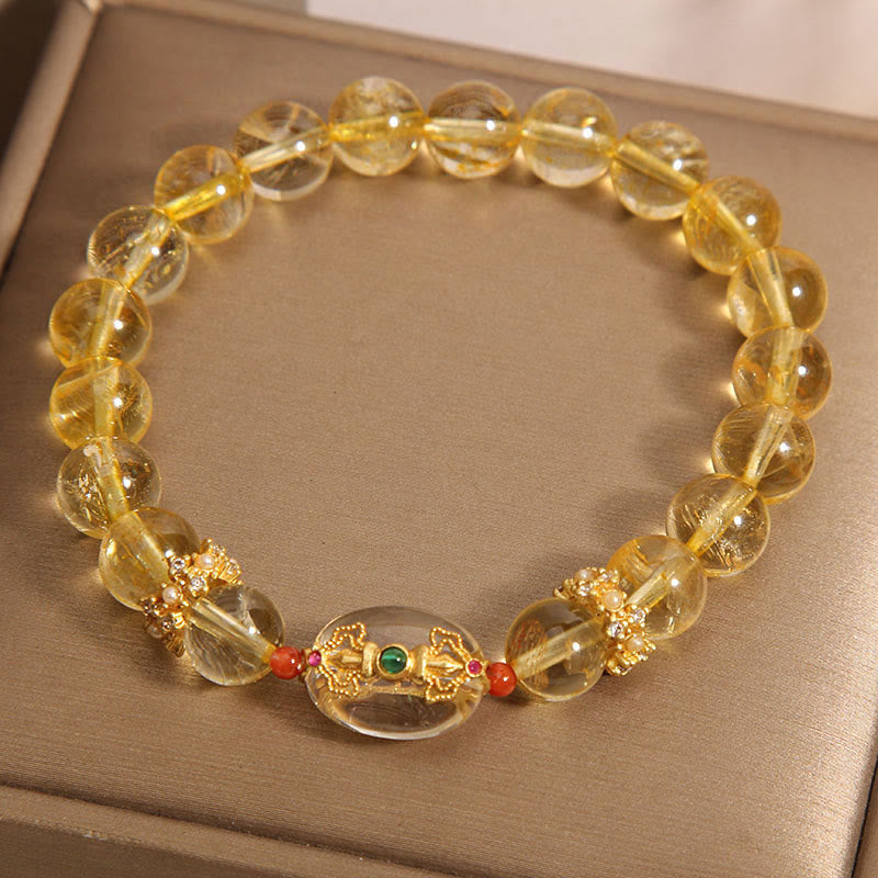Wear FengShui Natural Golden Rutilated Quartz Beads Auspiciousness Bracelet