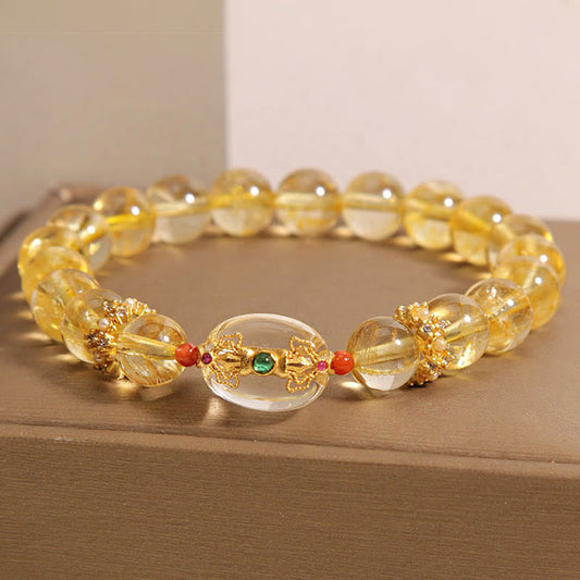 Wear FengShui Natural Golden Rutilated Quartz Beads Auspiciousness Bracelet