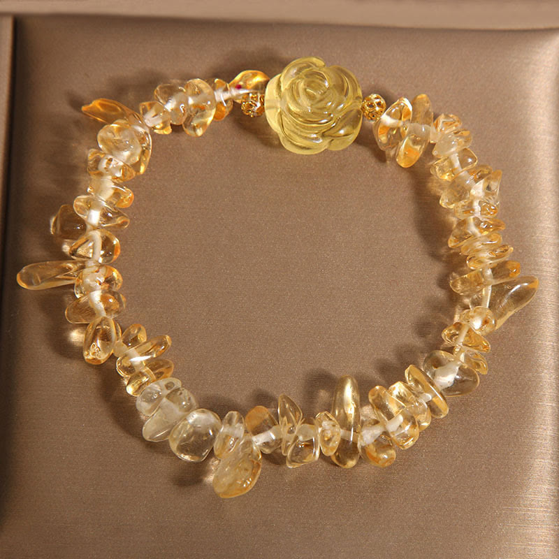Wear FengShui Natural Citrine Irregular Bead Petals Pleasure Bracelet