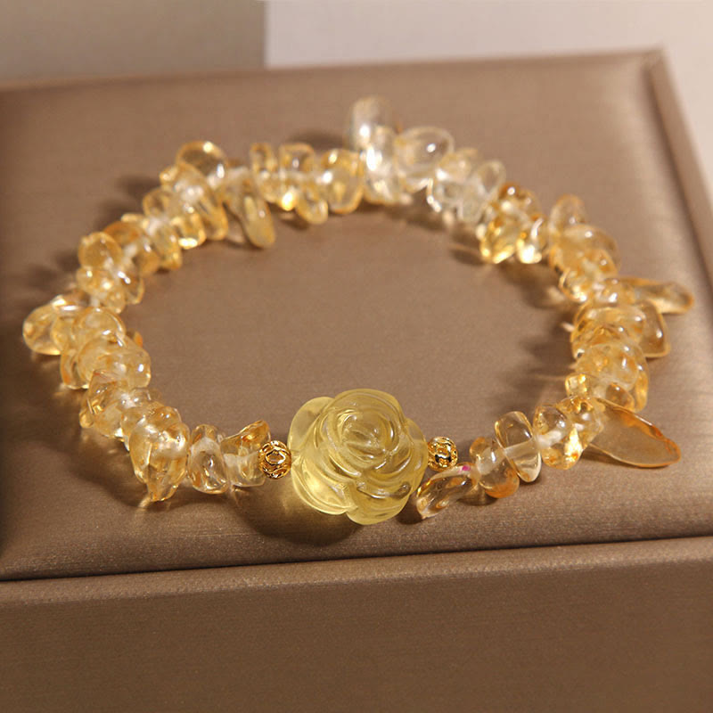 Wear FengShui Natural Citrine Irregular Bead Petals Pleasure Bracelet