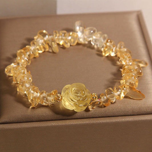 Wear FengShui Natural Citrine Irregular Bead Petals Pleasure Bracelet