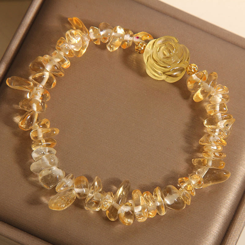 Wear FengShui Natural Citrine Irregular Bead Petals Pleasure Bracelet