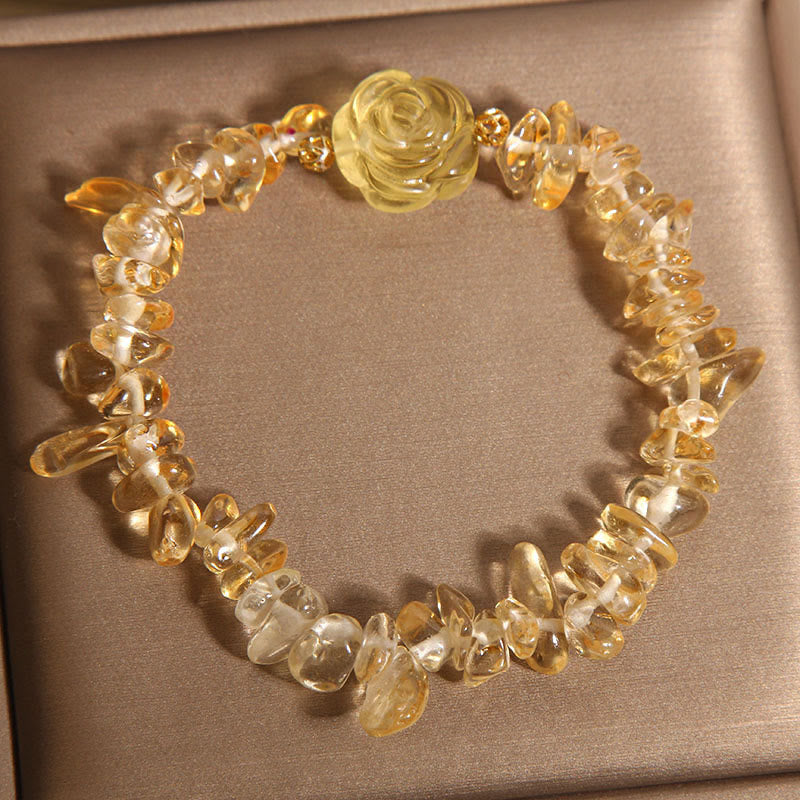 Wear FengShui Natural Citrine Irregular Bead Petals Pleasure Bracelet