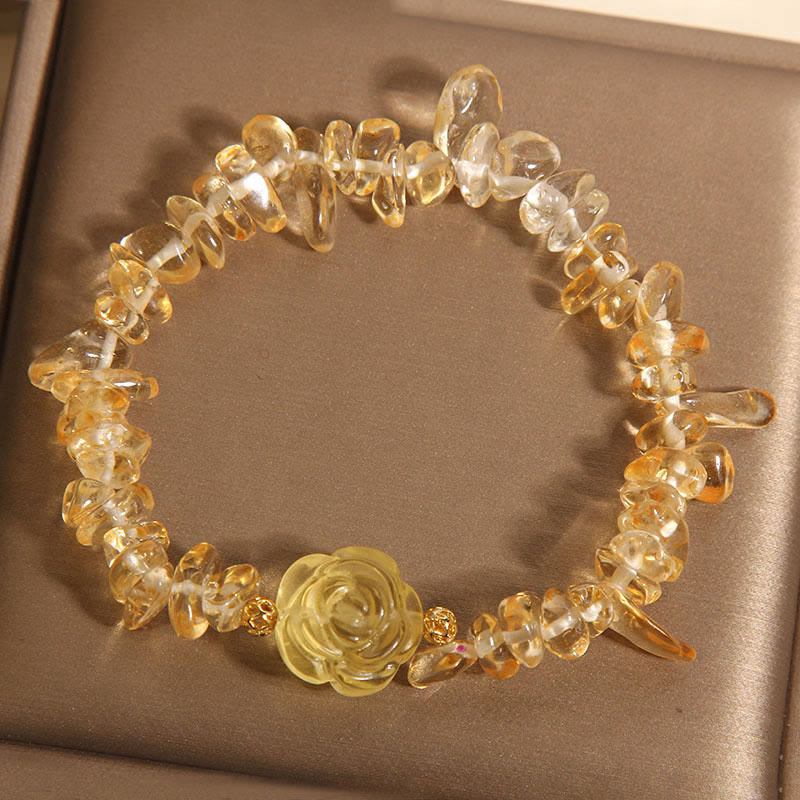 Wear FengShui Natural Citrine Irregular Bead Petals Pleasure Bracelet