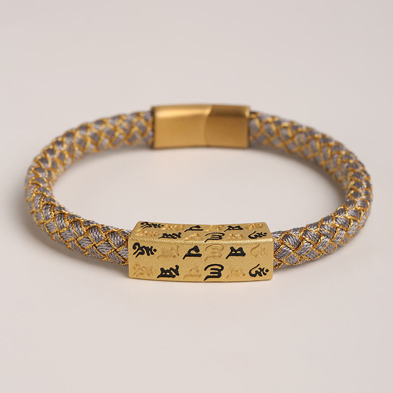 Wear FengShui Tibetan Om Mani Padme Hum Various Colors Rope Gold Thread Diamond Knot Luck Buckle Bracelet