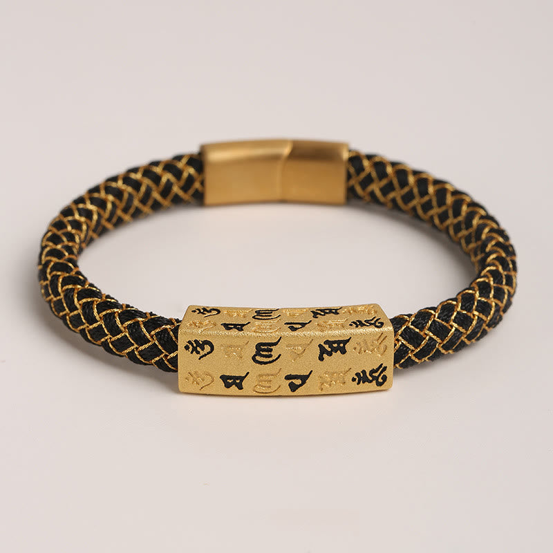 Wear FengShui Tibetan Om Mani Padme Hum Various Colors Rope Gold Thread Diamond Knot Luck Buckle Bracelet