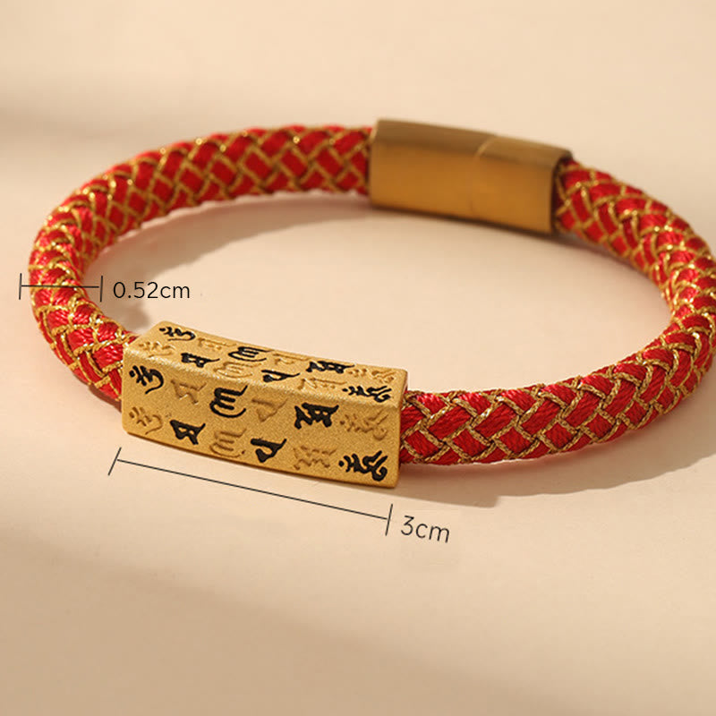 Wear FengShui Tibetan Om Mani Padme Hum Various Colors Rope Gold Thread Diamond Knot Luck Buckle Bracelet