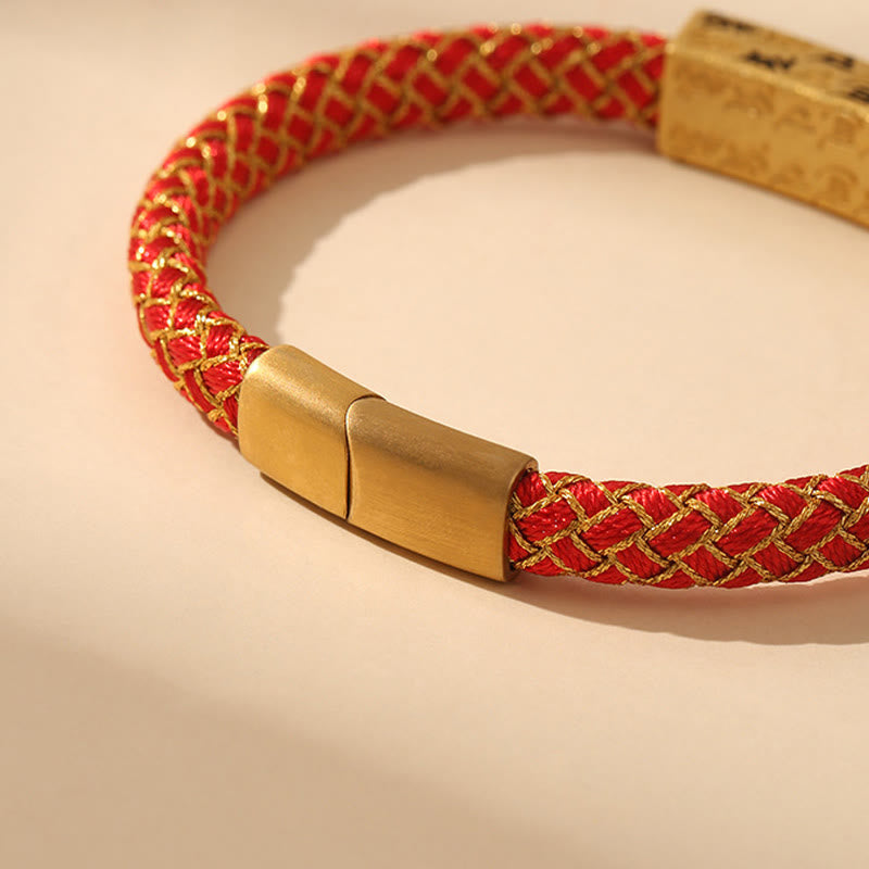 Wear FengShui Tibetan Om Mani Padme Hum Various Colors Rope Gold Thread Diamond Knot Luck Buckle Bracelet