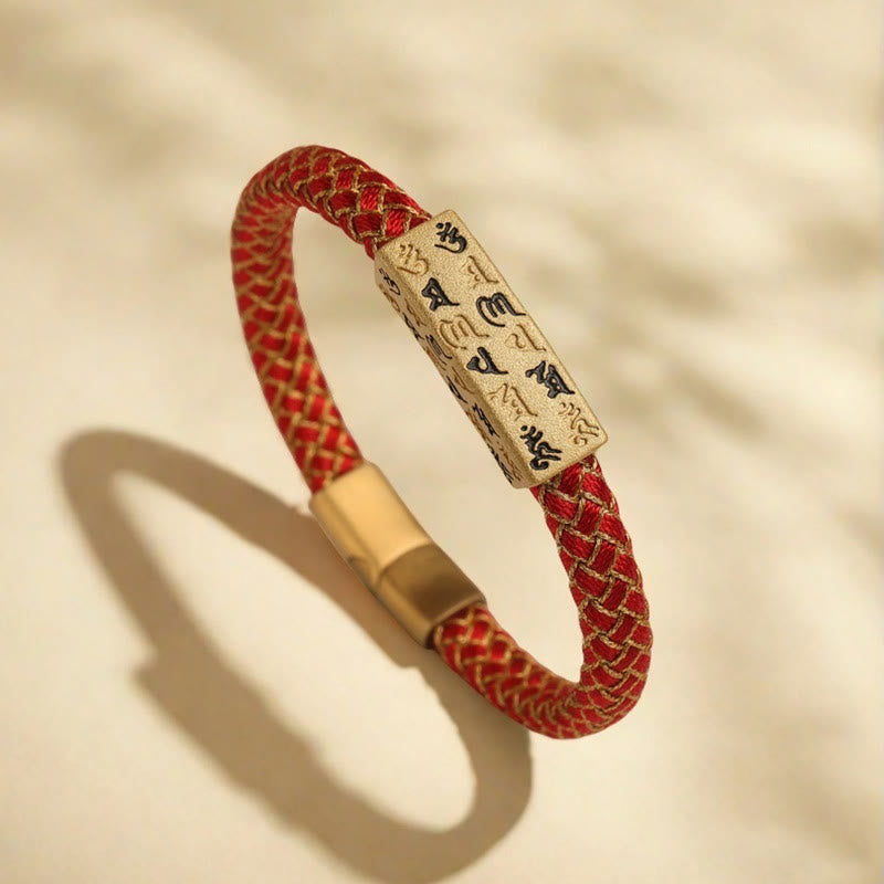 Wear FengShui Tibetan Om Mani Padme Hum Various Colors Rope Gold Thread Diamond Knot Luck Buckle Bracelet