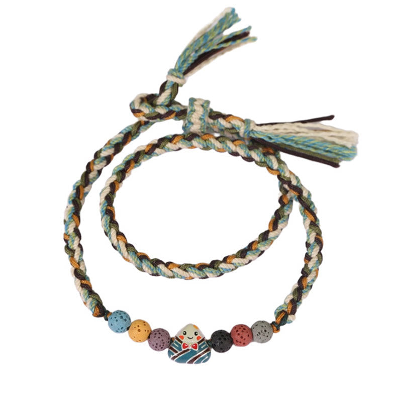Wear FengShui Dragon Boat Festival Colorful Rope Lava Rock Fu Character Rice Dumplings Luck Braided Bracelet