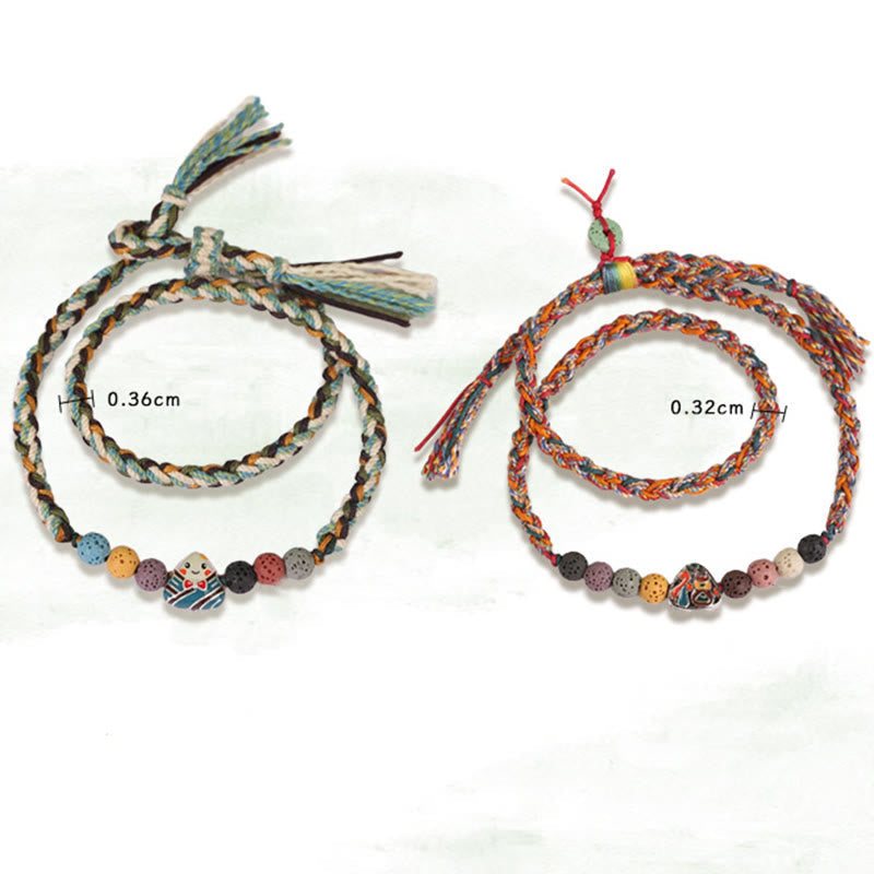 Wear FengShui Dragon Boat Festival Colorful Rope Lava Rock Fu Character Rice Dumplings Luck Braided Bracelet