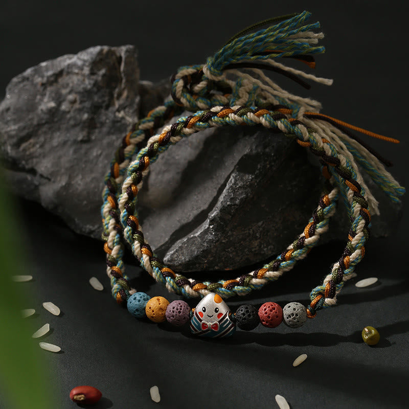 Wear FengShui Dragon Boat Festival Colorful Rope Lava Rock Fu Character Rice Dumplings Luck Braided Bracelet