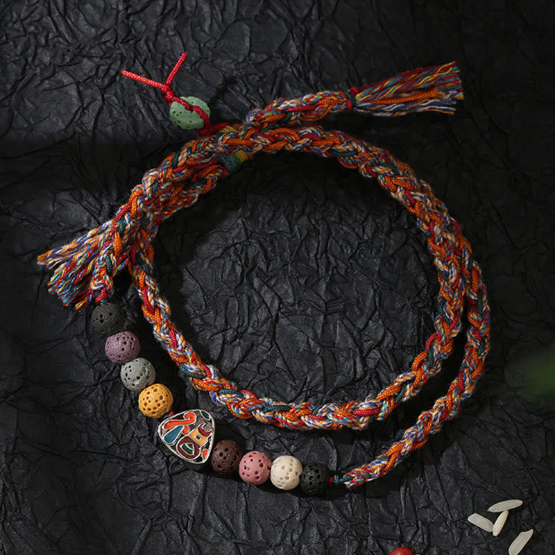 Wear FengShui Dragon Boat Festival Colorful Rope Lava Rock Fu Character Rice Dumplings Luck Braided Bracelet