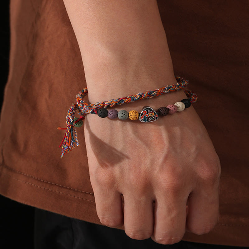 Wear FengShui Dragon Boat Festival Colorful Rope Lava Rock Fu Character Rice Dumplings Luck Braided Bracelet