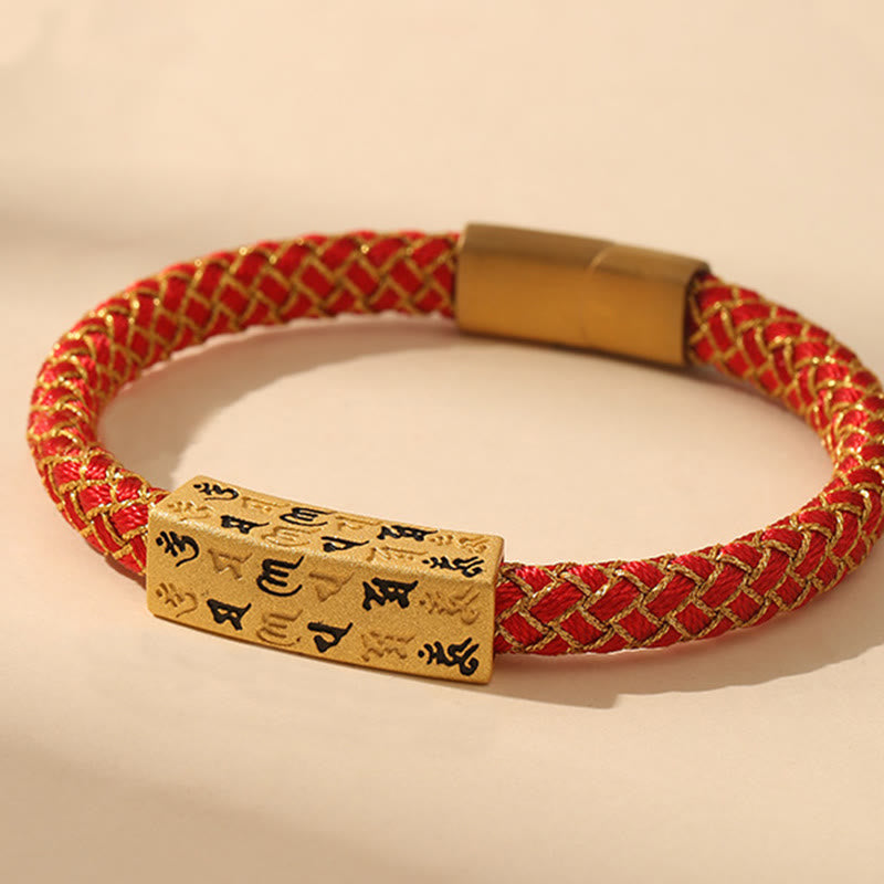 Wear FengShui Tibetan Om Mani Padme Hum Various Colors Rope Gold Thread Diamond Knot Luck Buckle Bracelet