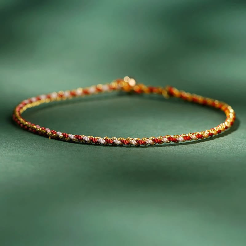Wear FengShui Colorful Rope Luck Coin Bead Abundance Extra Thin Braided Bracelet