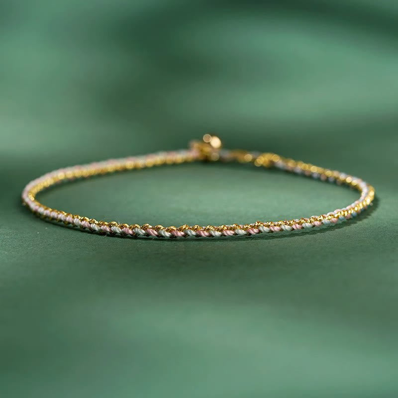 Wear FengShui Colorful Rope Luck Coin Bead Abundance Extra Thin Braided Bracelet