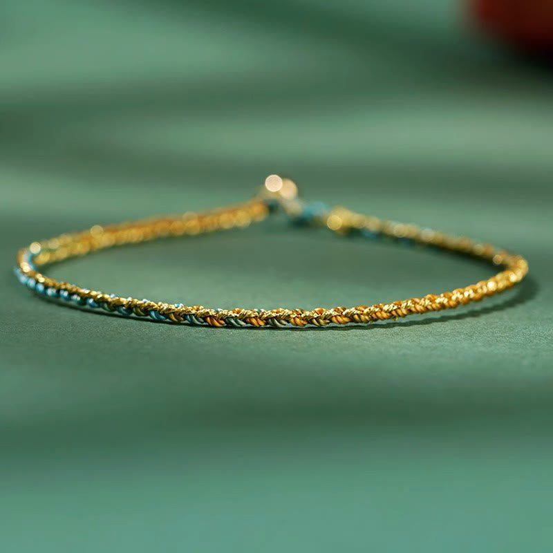 Wear FengShui Colorful Rope Luck Coin Bead Abundance Extra Thin Braided Bracelet