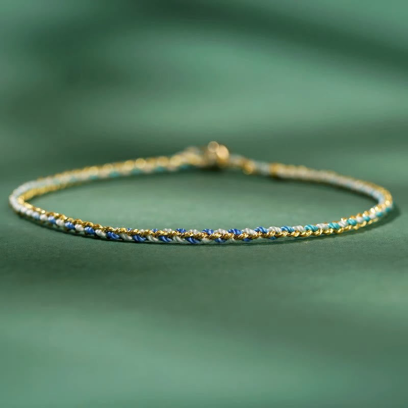 Wear FengShui Colorful Rope Luck Coin Bead Abundance Extra Thin Braided Bracelet