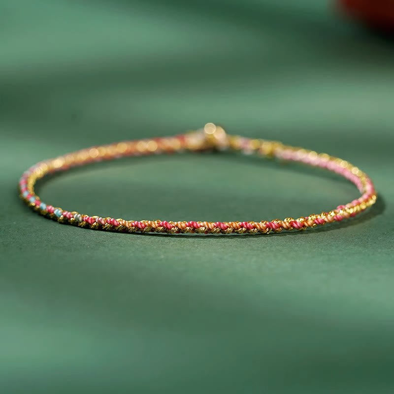 Wear FengShui Colorful Rope Luck Coin Bead Abundance Extra Thin Braided Bracelet