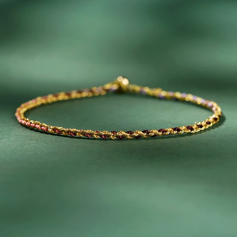 Wear FengShui Colorful Rope Luck Coin Bead Abundance Extra Thin Braided Bracelet