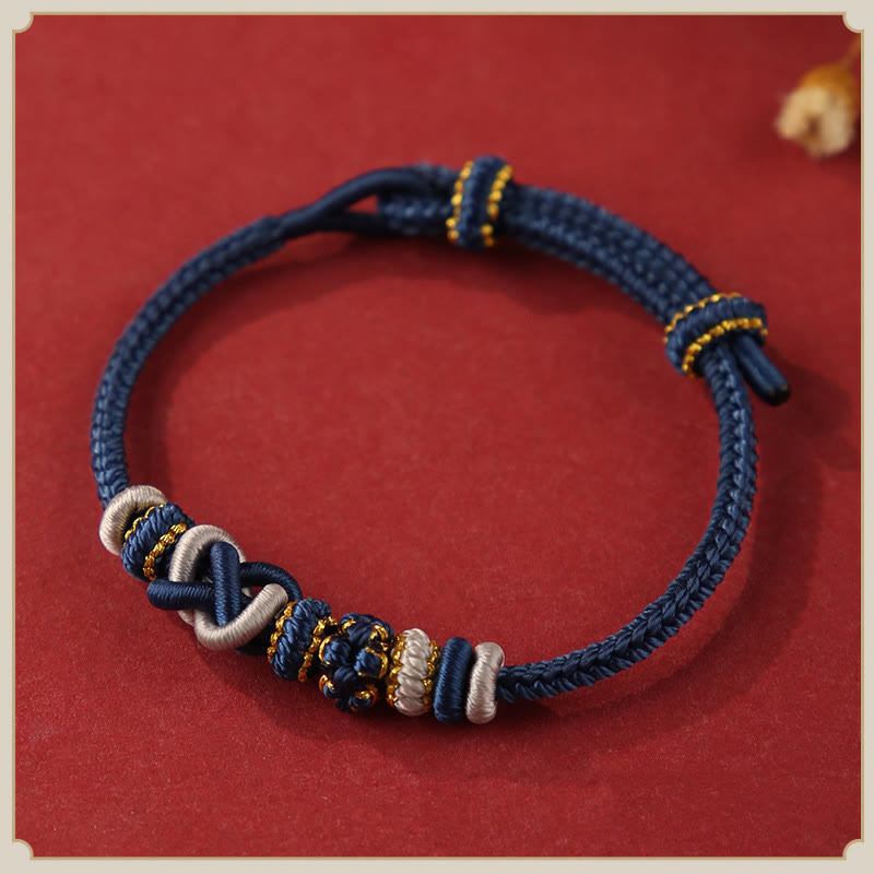 Wear FengShui Handcrafted Peach Blossom Peace Knot Colorful Rope Adjustable Bracelet