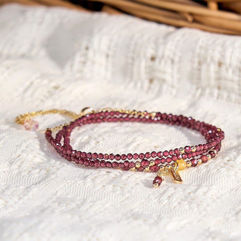 Wear FengShui Small Natural Garnet Passion Triple Wrap Bracelet