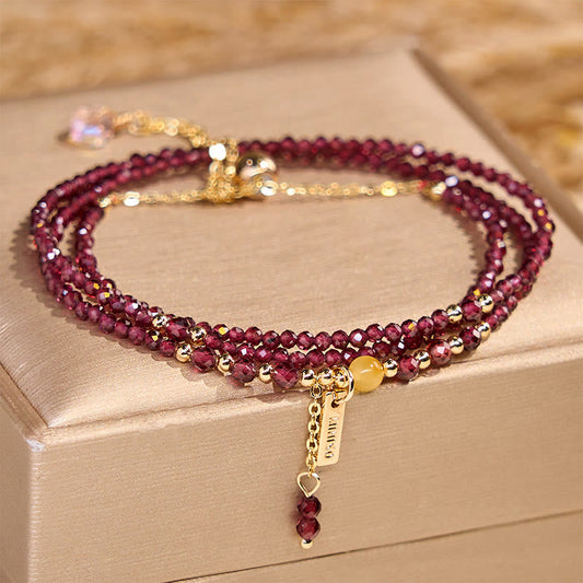 Wear FengShui Small Natural Garnet Passion Triple Wrap Bracelet