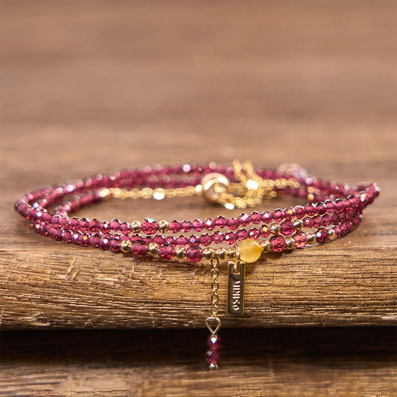 Wear FengShui Small Natural Garnet Passion Triple Wrap Bracelet