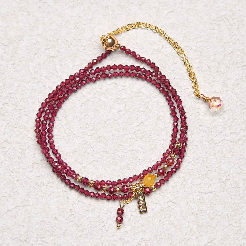 Wear FengShui Small Natural Garnet Passion Triple Wrap Bracelet