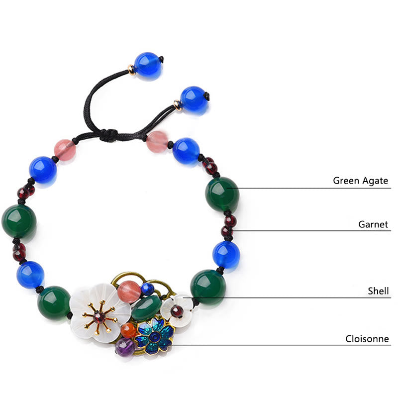 Wear FengShui Agate Shell Flower Support Bracelet