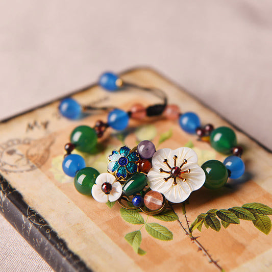 Wear FengShui Agate Shell Flower Support Bracelet