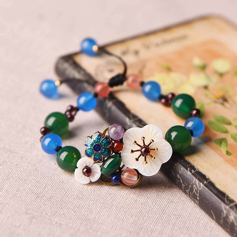Wear FengShui Agate Shell Flower Support Bracelet