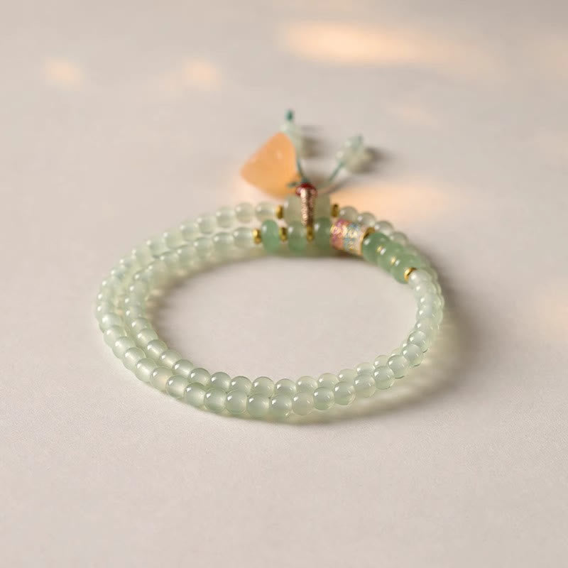 Wear FengShui Multiple Circles Natural Aventurine Glass Lotus Pods Lucky Bamboo Positivity Bracelet