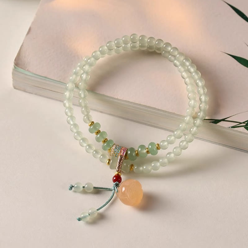 Wear FengShui Multiple Circles Natural Aventurine Glass Lotus Pods Lucky Bamboo Positivity Bracelet