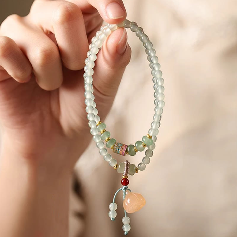Wear FengShui Multiple Circles Natural Aventurine Glass Lotus Pods Lucky Bamboo Positivity Bracelet