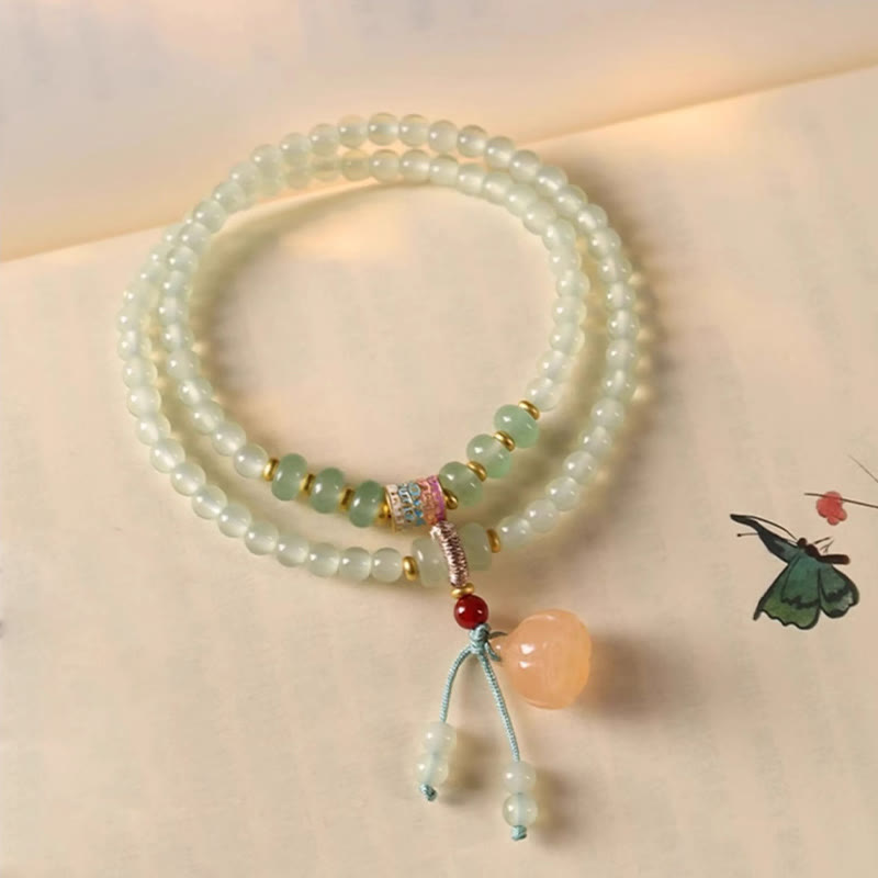 Wear FengShui Multiple Circles Natural Aventurine Glass Lotus Pods Lucky Bamboo Positivity Bracelet