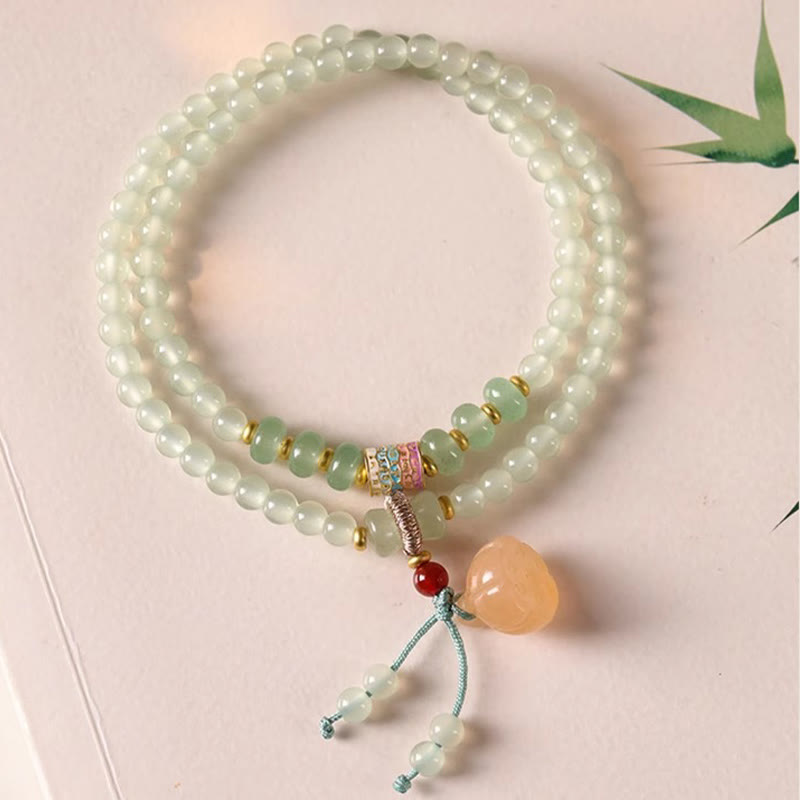 Wear FengShui Multiple Circles Natural Aventurine Glass Lotus Pods Lucky Bamboo Positivity Bracelet