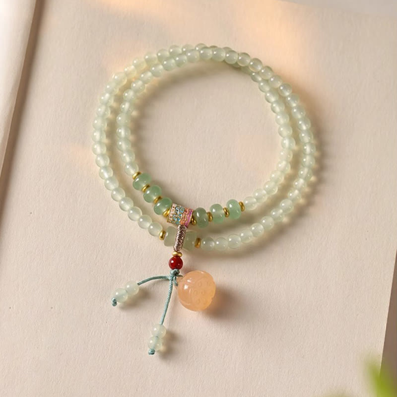 Wear FengShui Multiple Circles Natural Aventurine Glass Lotus Pods Lucky Bamboo Positivity Bracelet