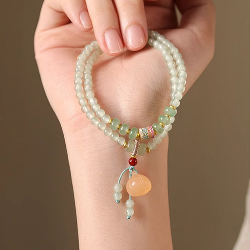 Wear FengShui Multiple Circles Natural Aventurine Glass Lotus Pods Lucky Bamboo Positivity Bracelet