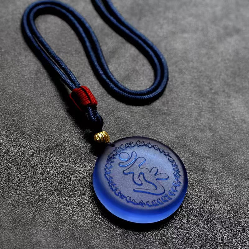 Wear FengShui Tibet Shurangama Mantra Liuli Crystal Necklace Pendant