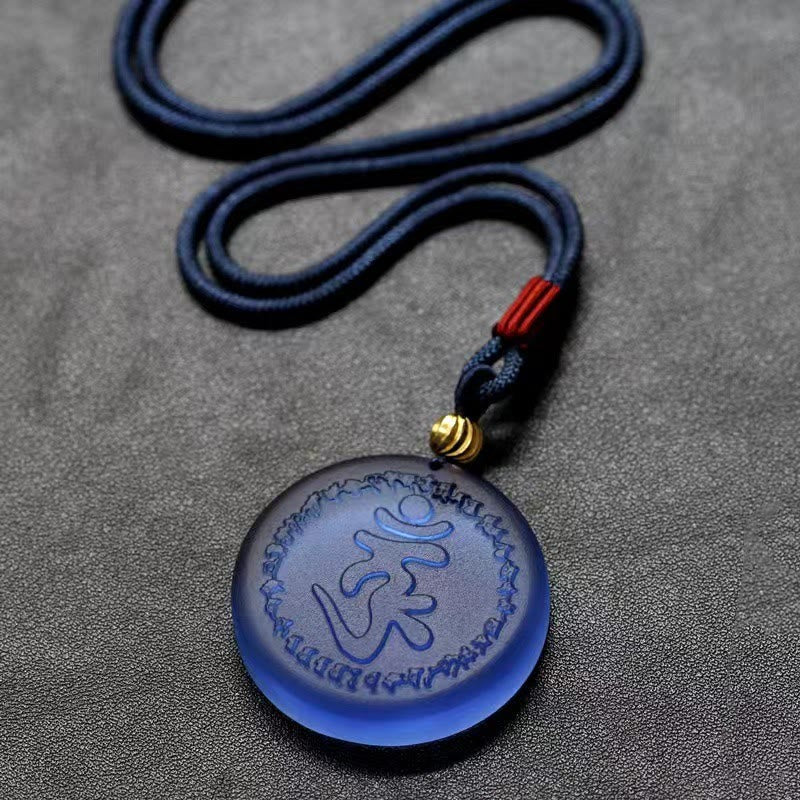 Wear FengShui Tibet Shurangama Mantra Liuli Crystal Necklace Pendant