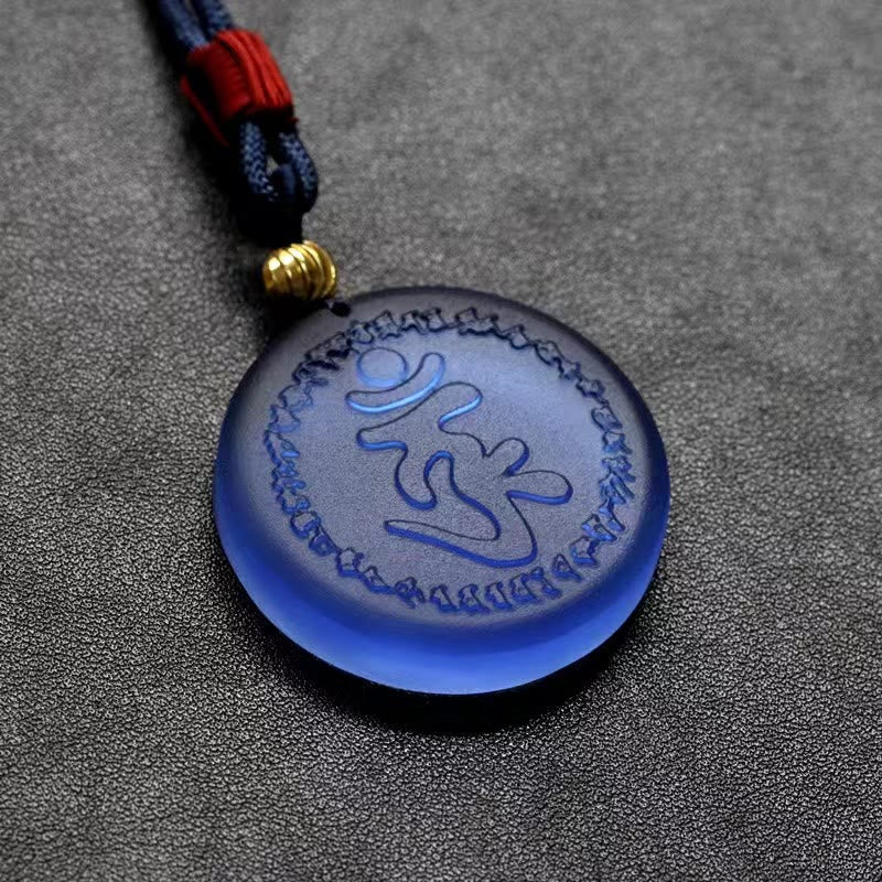 Wear FengShui Tibet Shurangama Mantra Liuli Crystal Necklace Pendant