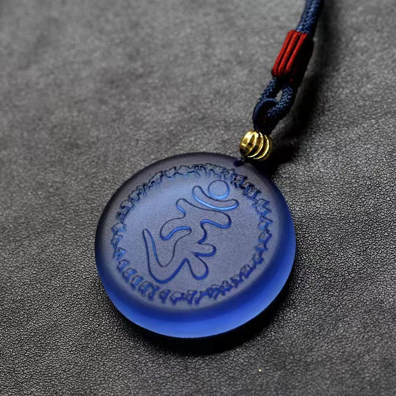 Wear FengShui Tibet Shurangama Mantra Liuli Crystal Necklace Pendant