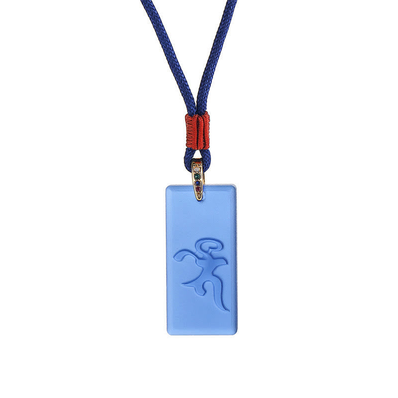 Wear FengShui Tibetan Green Tara Medicine Buddha Sanskrit Pattern Liuli Crystal Protection Necklace Pendant