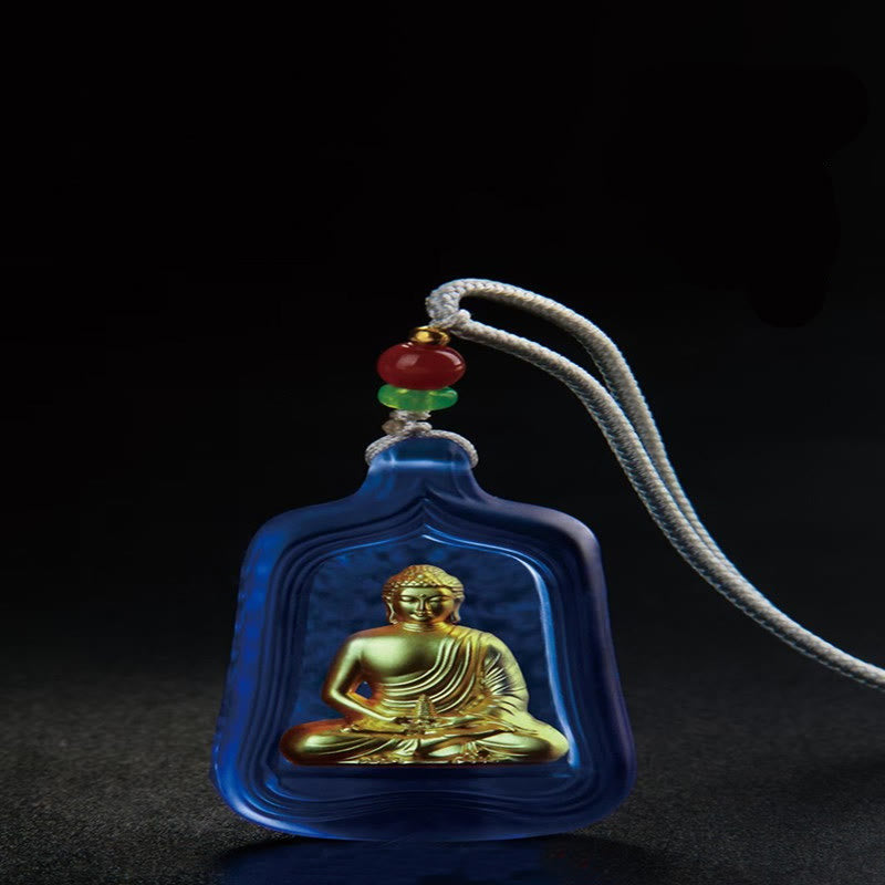 Wear FengShui Tibetan Medicine Buddha Liuli Crystal Compassion Serenity Necklace Pendant