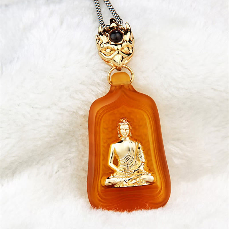 Wear FengShui Tibetan Medicine Buddha Liuli Crystal Compassion Serenity Necklace Pendant